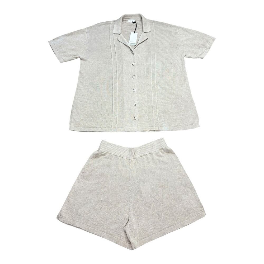 Arcaa Movement NWT Linen Darcy Oversized Shirt & Shorts Set Taupe Small